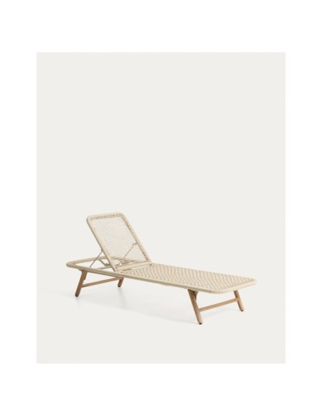 Tumbona Dandara de acero, cuerda crudo y patas de madera maciza de acacia FSC 100% - Kave Home