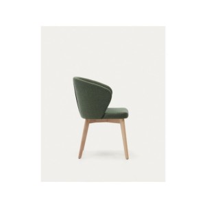 Silla Darice de chenilla verde y madera maciza de haya... 2
