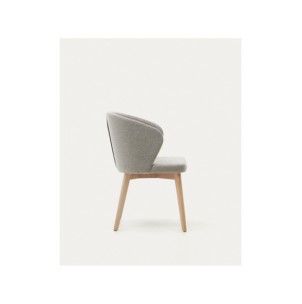 Silla Darice de chenilla marrón y madera maciza de haya... 2