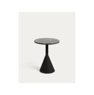 Mesa auxiliar Delano de terrazo negro y patas de acero...