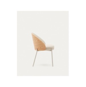 Silla Eamy de poliuretano beige, chapado en fresno con... 2
