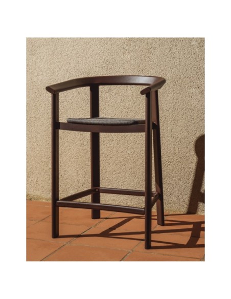 Taburete Erice de aluminio y cuerda marrón 65 cm - Kave Home