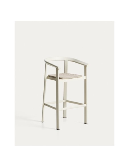 Taburete Erice de aluminio y cuerda crudo 75 cm - Kave Home