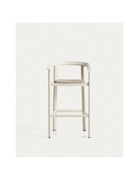 Taburete Erice de aluminio y cuerda crudo 75 cm - Kave Home