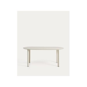 Mesa ovalada Erice de aluminio y vidrio templado crudo...