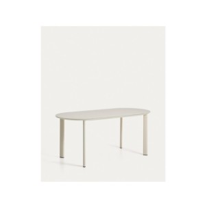 Mesa ovalada Erice de aluminio y vidrio templado crudo... 2