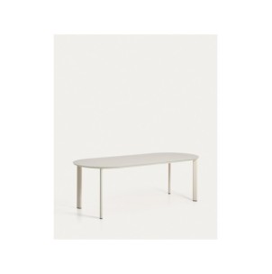 Mesa ovalada Erice de aluminio y vidrio templado crudo... 2