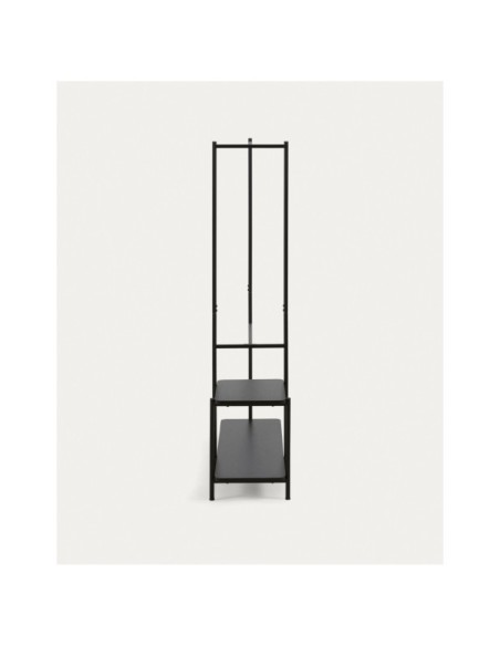 Burro para ropa con banqueta Galatia de melamina y acero con acabado negro 100 x 150 cm - Kave Home