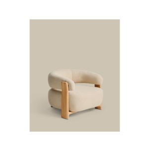 Butaca de exterior Granite beige y patas de madera maciza...