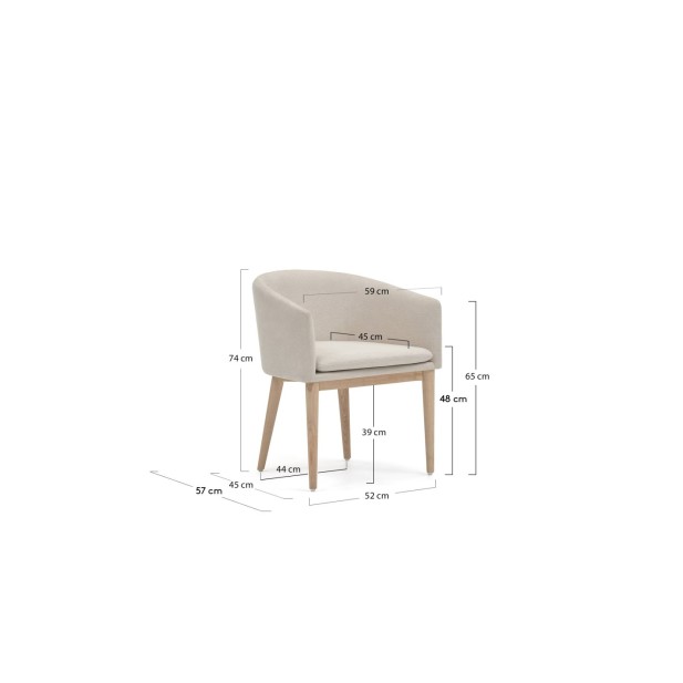 Silla Harlan de chenilla beige y...
