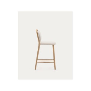 Taburete Helda de chenilla beige y madera maciza de roble... 2