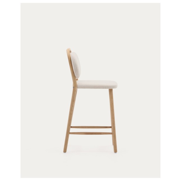 Taburete Helda de chenilla beige y...