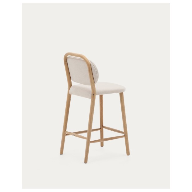 Taburete Helda de chenilla beige y...