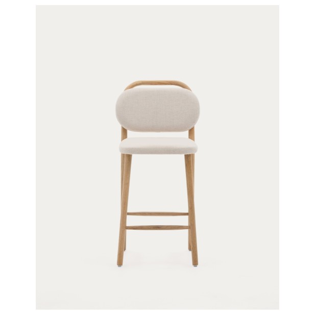 Taburete Helda de chenilla beige y...