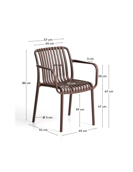Silla apilable de exterior Isabellini marrón - Kave Home