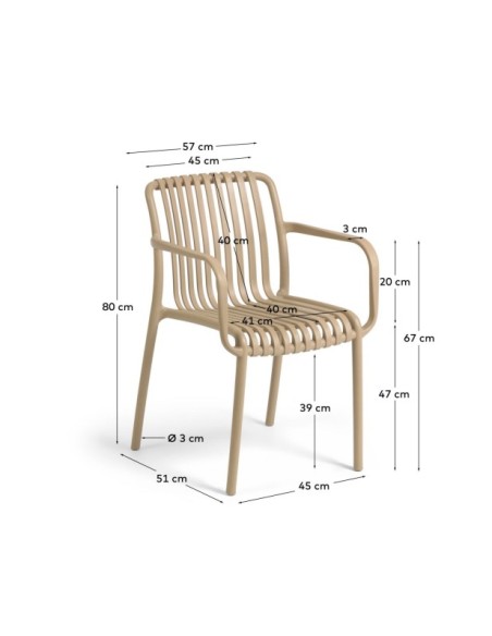 Silla apilable de exterior Isabellini beige - Kave Home