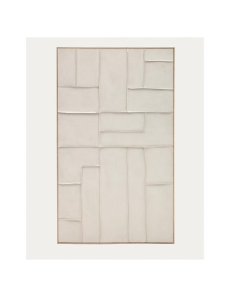 Cuadro Klis de lino con formas geométricas blanco 120 x 200 cm - Kave Home