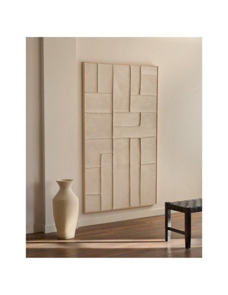 Cuadro Klis de lino con formas geométricas blanco 120 x 200 cm - Kave Home