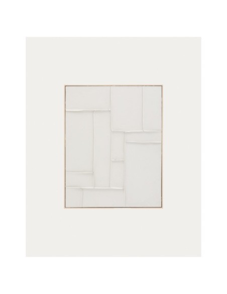 Cuadro Klis de lino con formas geométricas blanco 80 x 100 cm - Kave Home