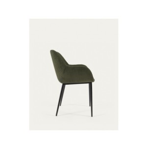 Silla Konna de pana gruesa verde oscuro y patas de acero... 2