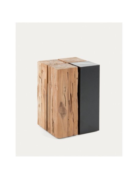 Mesa auxiliar Kwango de madera maciza de teca y metal 29 x 45 cm - Kave Home