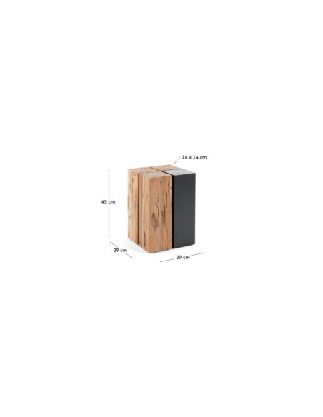 Mesa auxiliar Kwango de madera maciza de teca y metal 29 x 45 cm - Kave Home