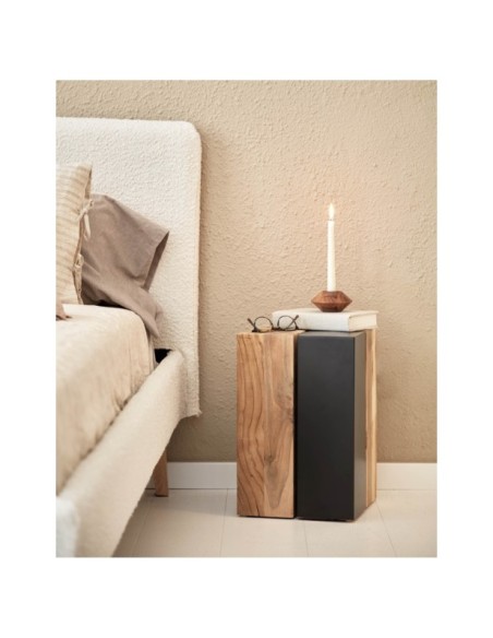Mesa auxiliar Kwango de madera maciza de teca y metal 29 x 45 cm - Kave Home