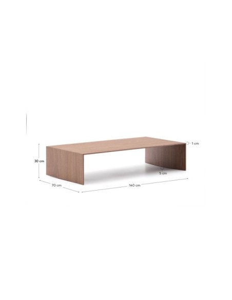 Mesa de centro Litto de chapa de nogal FSC Mix Credit 140 x 70 cm - Kave Home