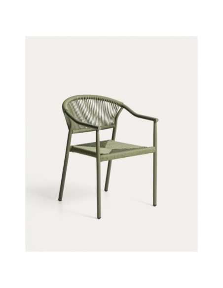 Silla apilable de exterior Livadia de aluminio verde - Kave Home