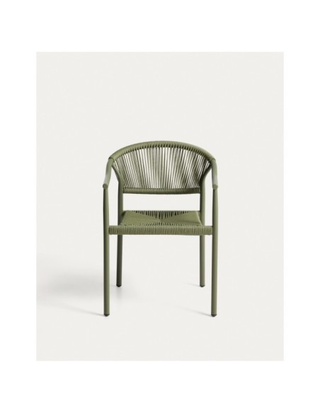 Silla apilable de exterior Livadia de aluminio verde - Kave Home