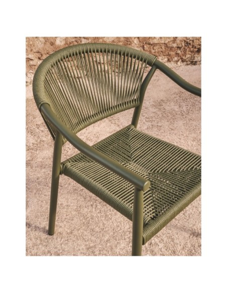 Silla apilable de exterior Livadia de aluminio verde - Kave Home