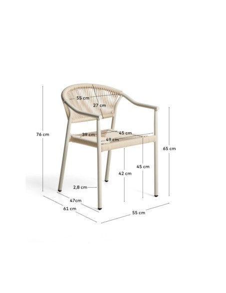 Silla apilable de exterior Livadia de aluminio crudo - Kave Home
