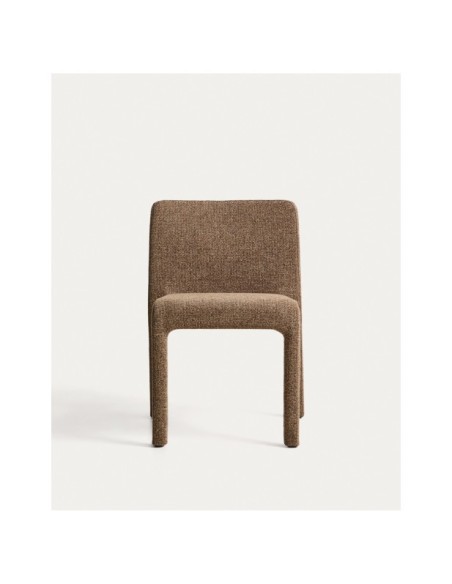 Silla apilable Loria de chenilla marrón chocolate FSC 100% - Kave Home