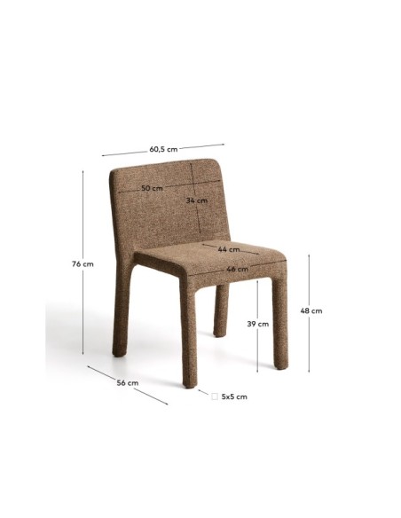 Silla apilable Loria de chenilla marrón chocolate FSC 100% - Kave Home
