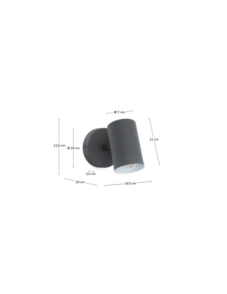 Aplique de pared Manie de metal con acabado efecto hierro fundido negro - Kave Home