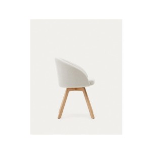 Silla giratoria Marvin chenilla beige y patas de madera... 2
