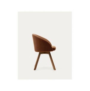 Silla giratoria Marvin chenilla marrón y patas de madera... 2