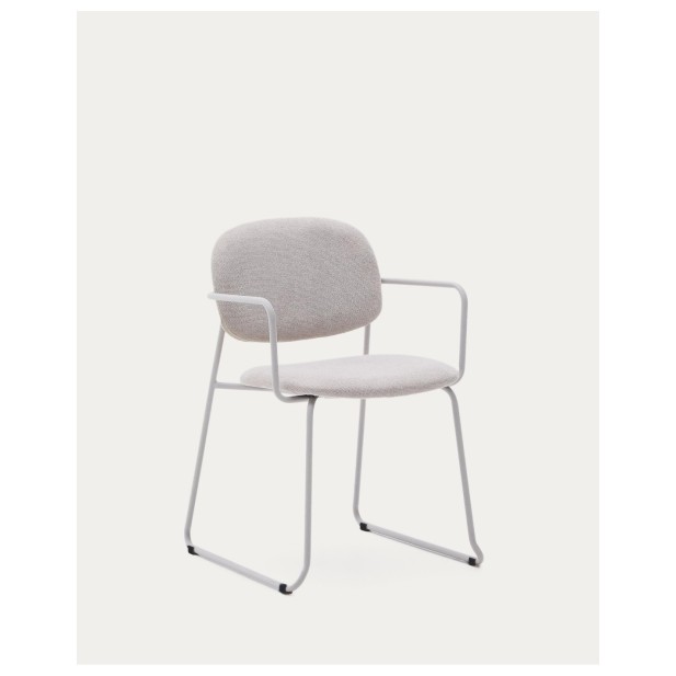 Silla Meli de chenilla beige y...