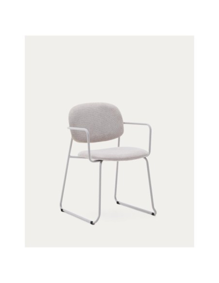 Silla Meli de chenilla beige y estructura de metal beige FSC Mix Credit - Kave Home