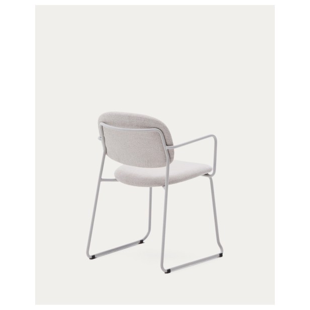 Silla Meli de chenilla beige y...