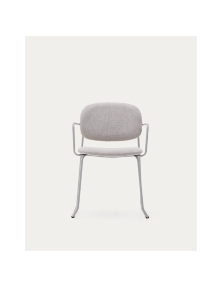 Silla Meli de chenilla beige y estructura de metal beige FSC Mix Credit - Kave Home