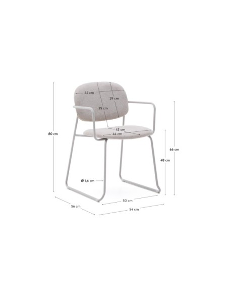 Silla Meli de chenilla beige y estructura de metal beige FSC Mix Credit - Kave Home