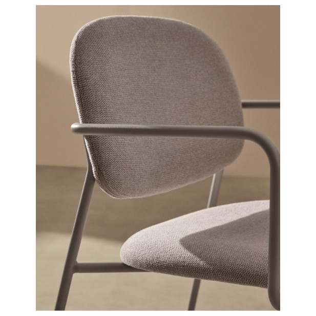 Silla Meli de chenilla beige y...