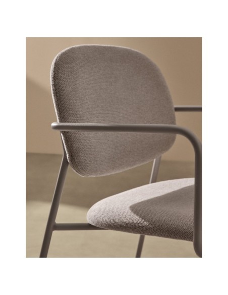 Silla Meli de chenilla beige y estructura de metal beige FSC Mix Credit - Kave Home