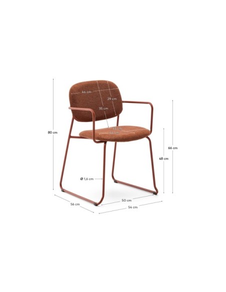 Silla Meli de chenilla terracota y estructura de metal terracota FSC Mix Credit - Kave Home