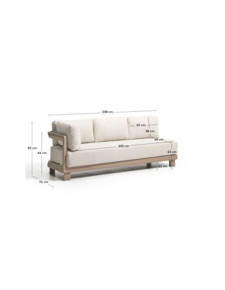 Sofá Nerano 3 plazas de aluminio topo 208 cm - Kave Home