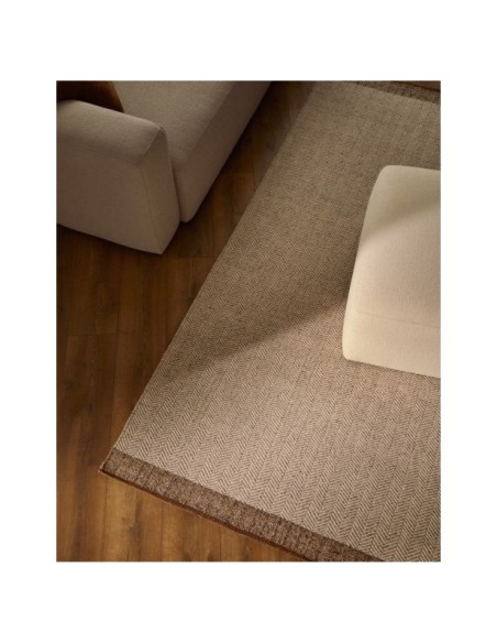 Alfombra Nifelia jacquard de lana beige 200 x 300 cm - Kave Home