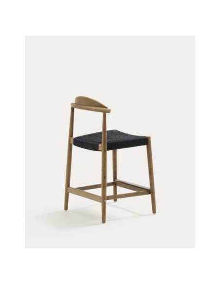 Taburete Nina madera maciza de acacia acabado natural y cuerda negro altura 62cm FSC 100% - Kave Home