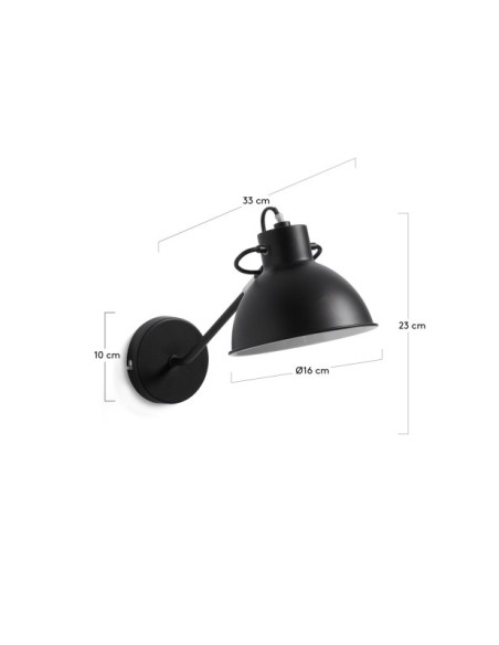 Aplique Offelis de acero con acabado negro - Kave Home