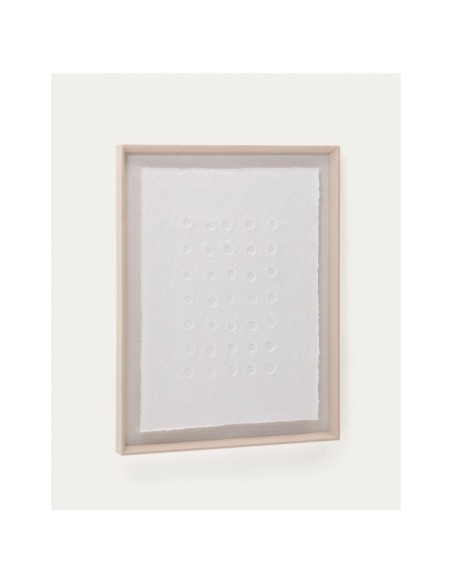 Cuadro abstracto Olvin de papel reciclado blanco con relieves hechos a mano 94 x 74 cm - Kave Home